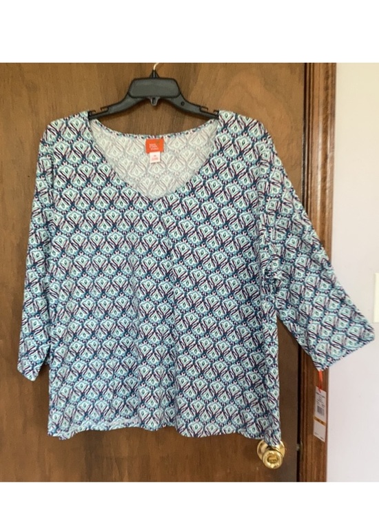 Hearts of Palm print top with stretch 3X